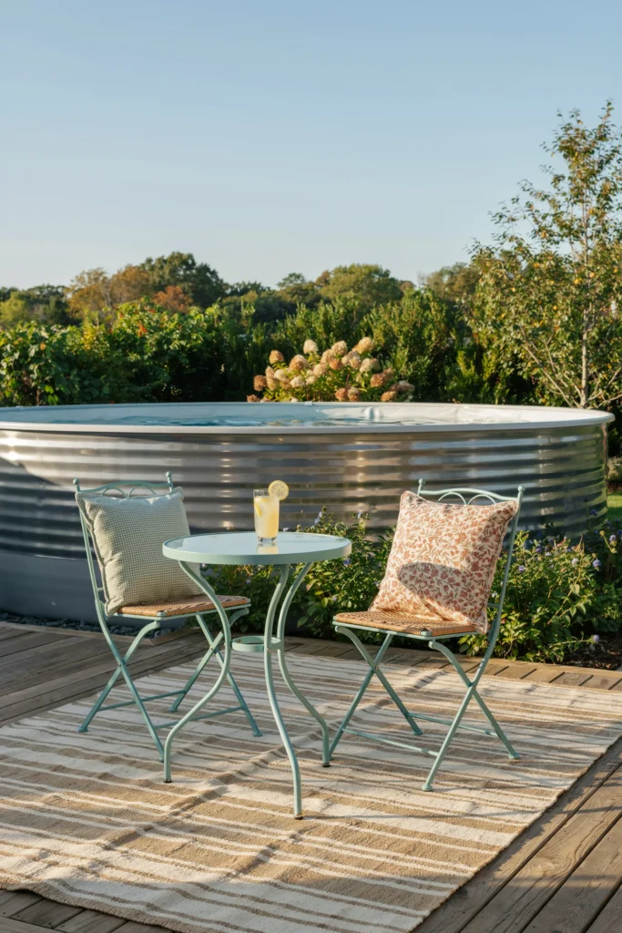 Outdoor Rug + Bistro Set on Deck