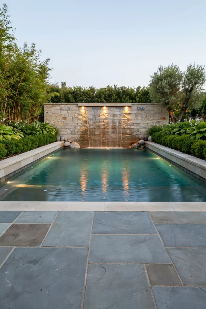 Overflowing Water Feature Over Exposed Walls