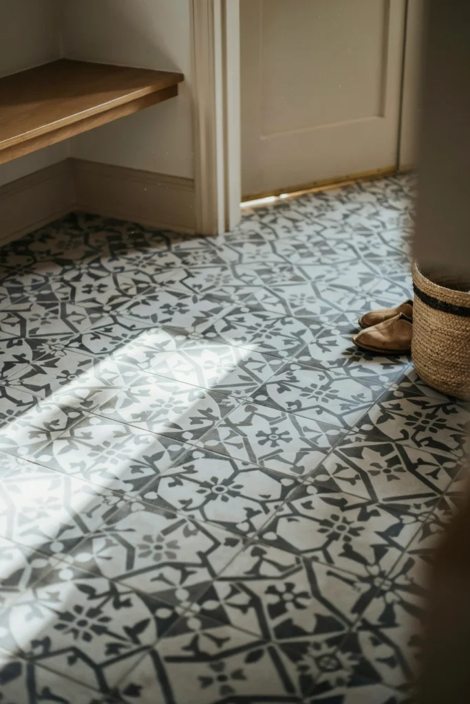 Use a Durable, Patterned Tile Floor