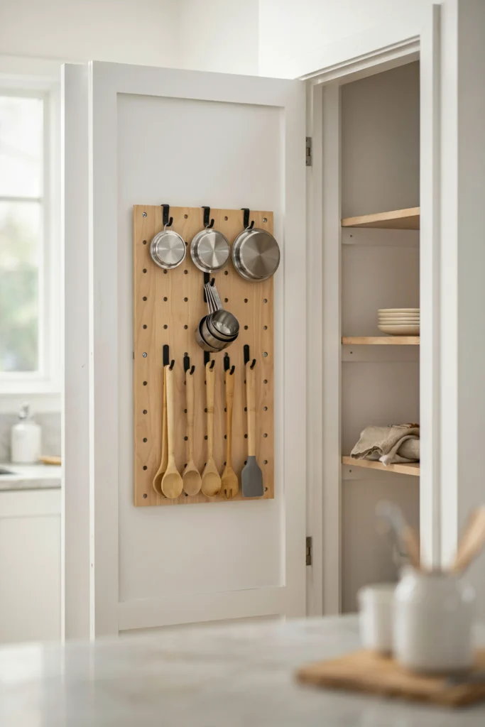 Mount a Pegboard Inside Cabinet Doors