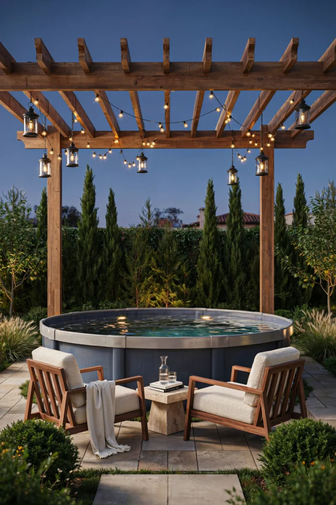 Pergola Lighting Above the Pool Deck
