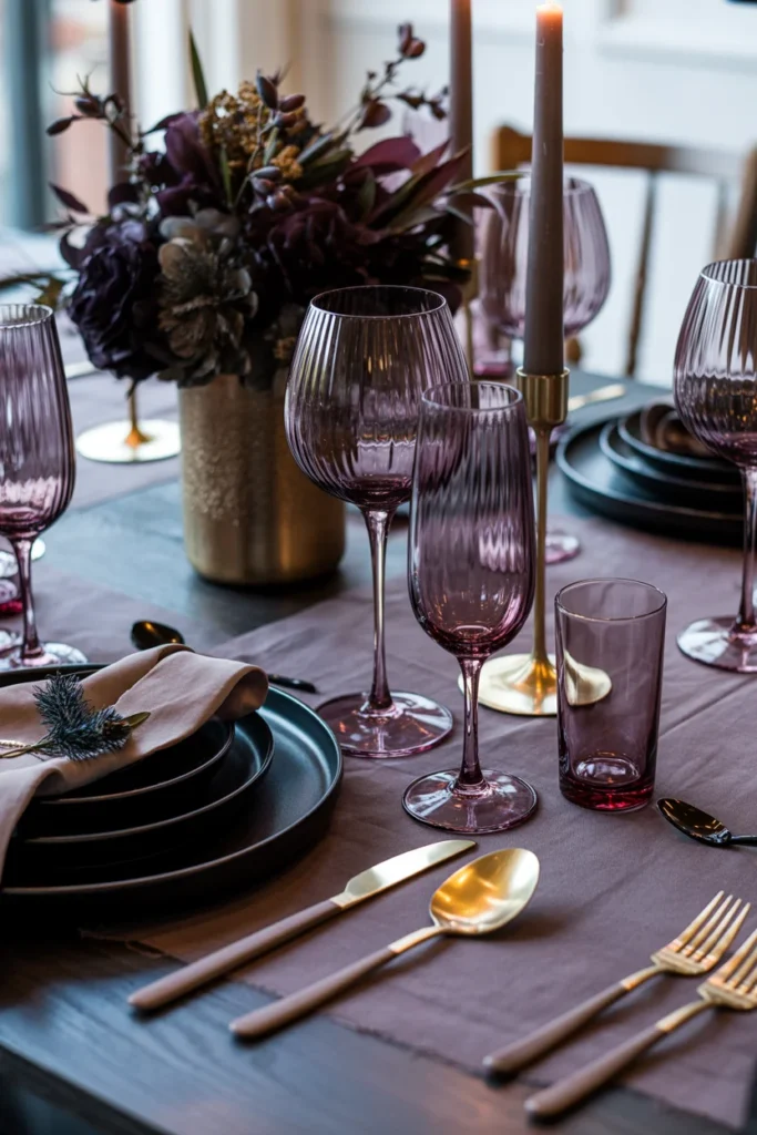 Plum-Tinted Glass Stemware
