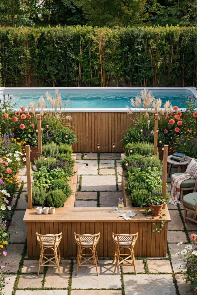 Bar with Built-In Planters