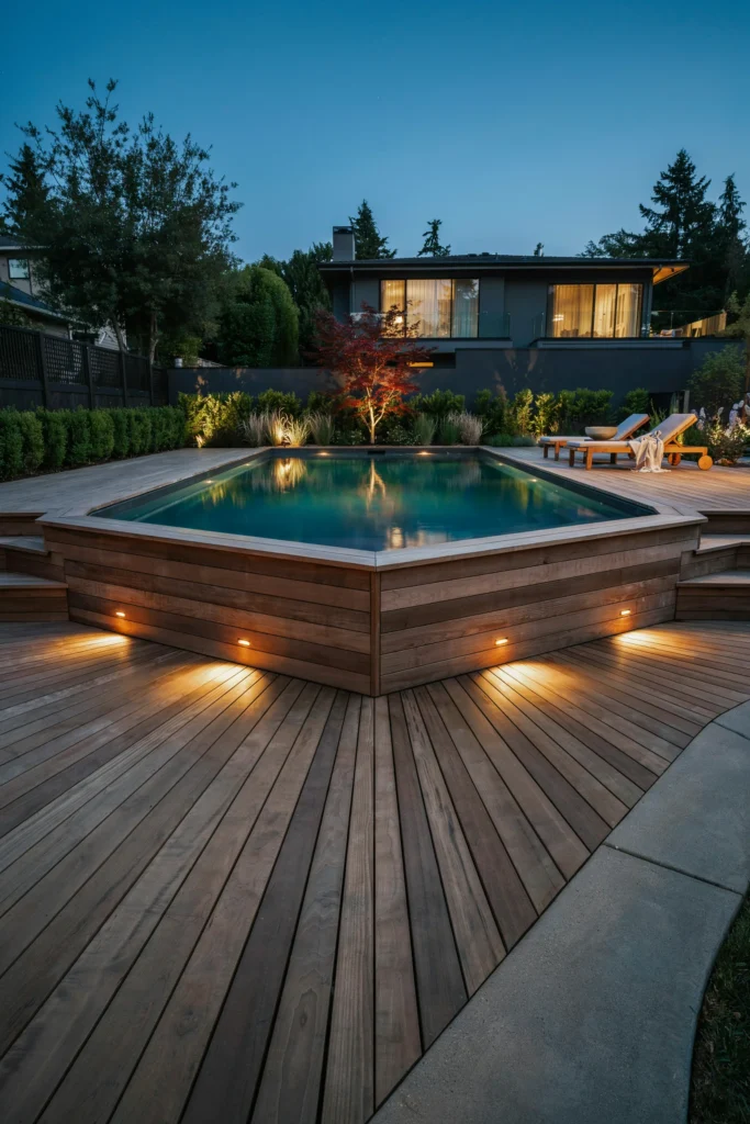 Recessed Deck Lighting Around the Pool