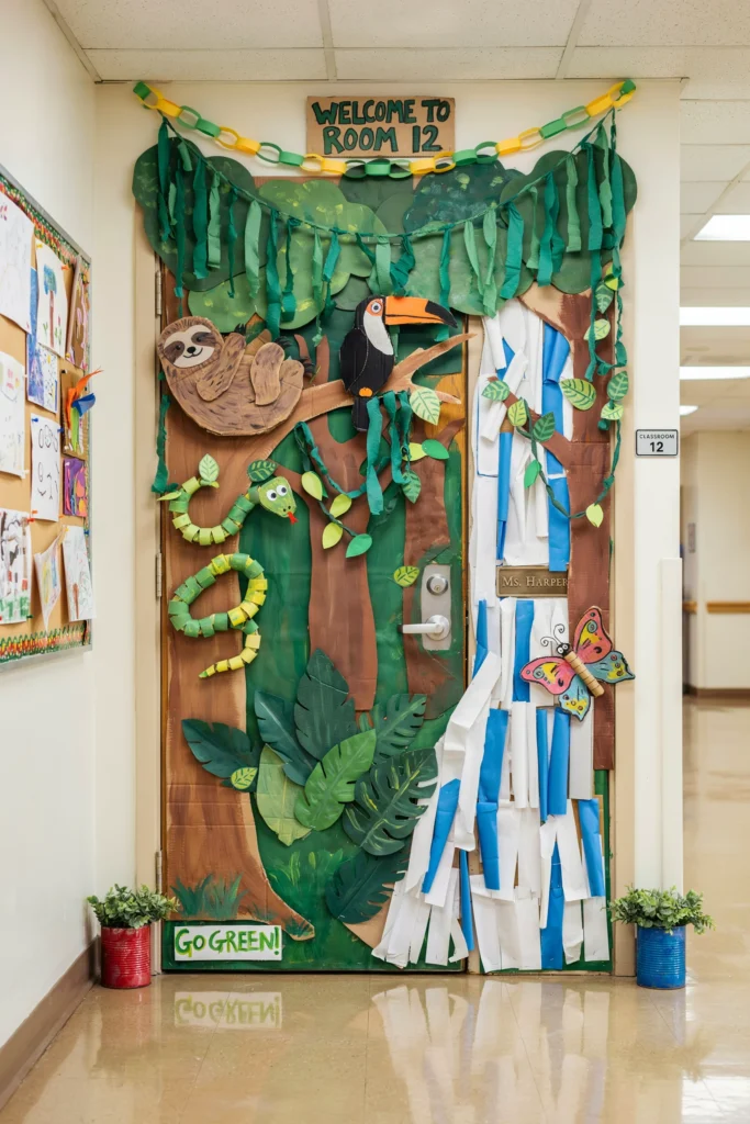 Recycled Cardboard Jungle Mural