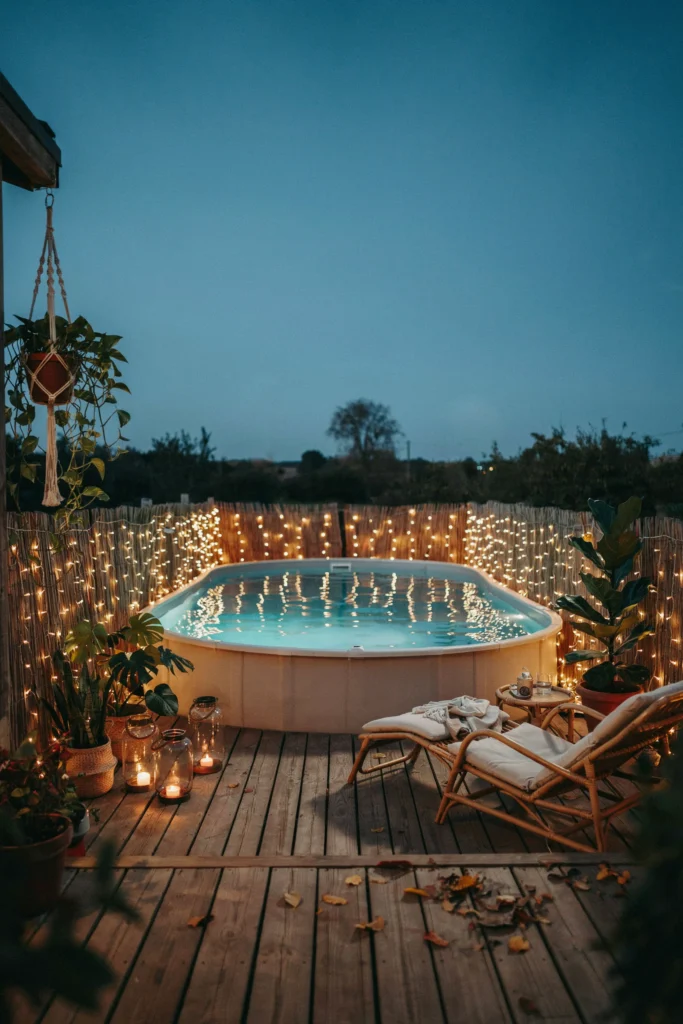 Reed Fencing Wrapped in Fairy Lights