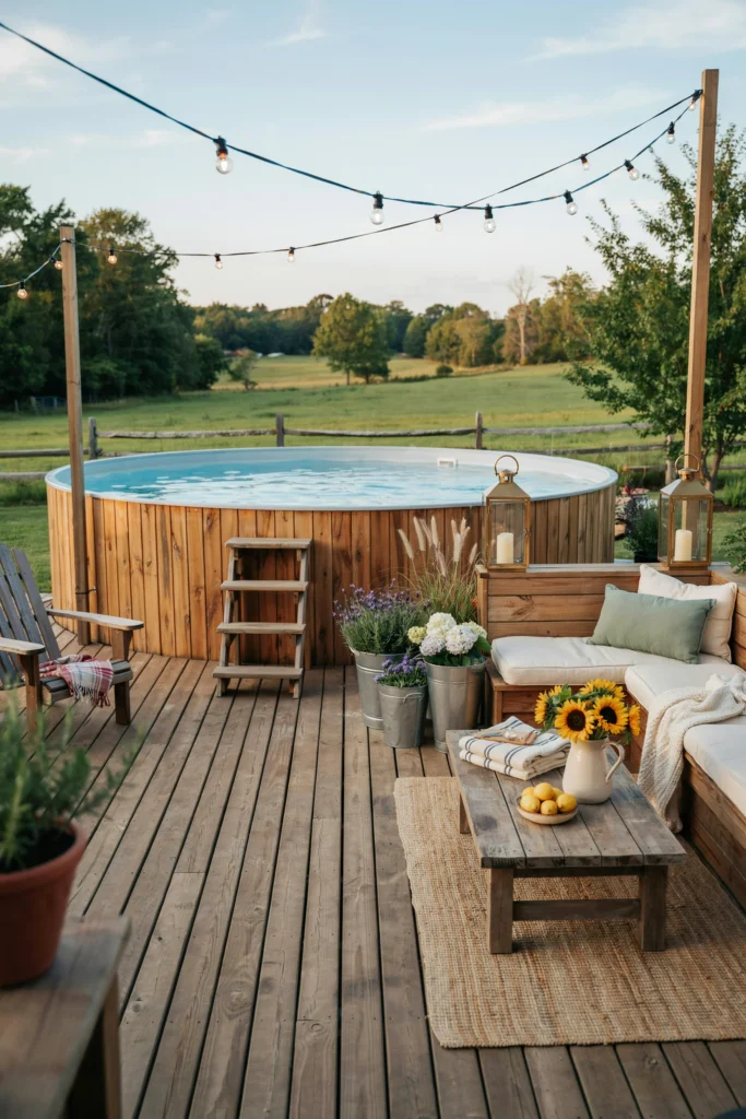 Rustic Farmhouse Pool Deck