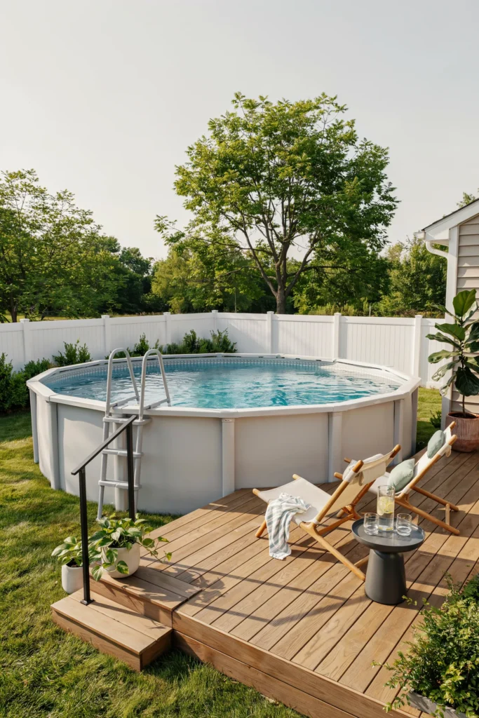 Build a Simple Wooden Deck Around the Pool