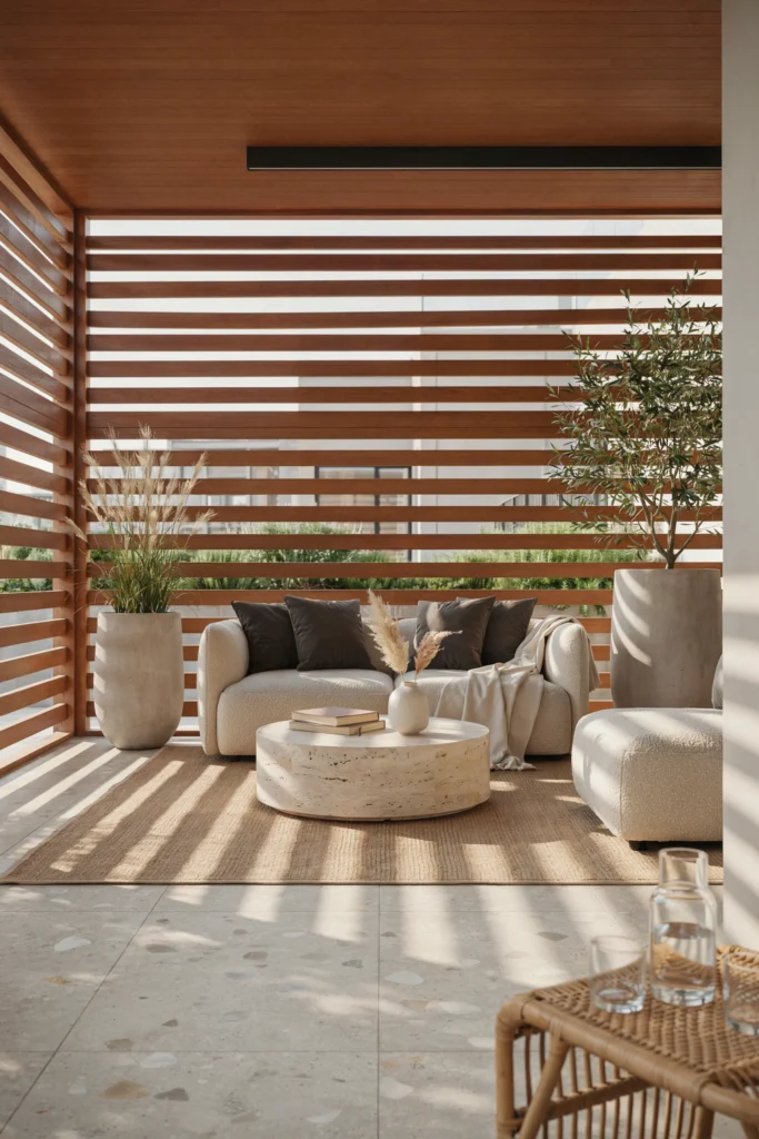 Slatted Wood Privacy Screens