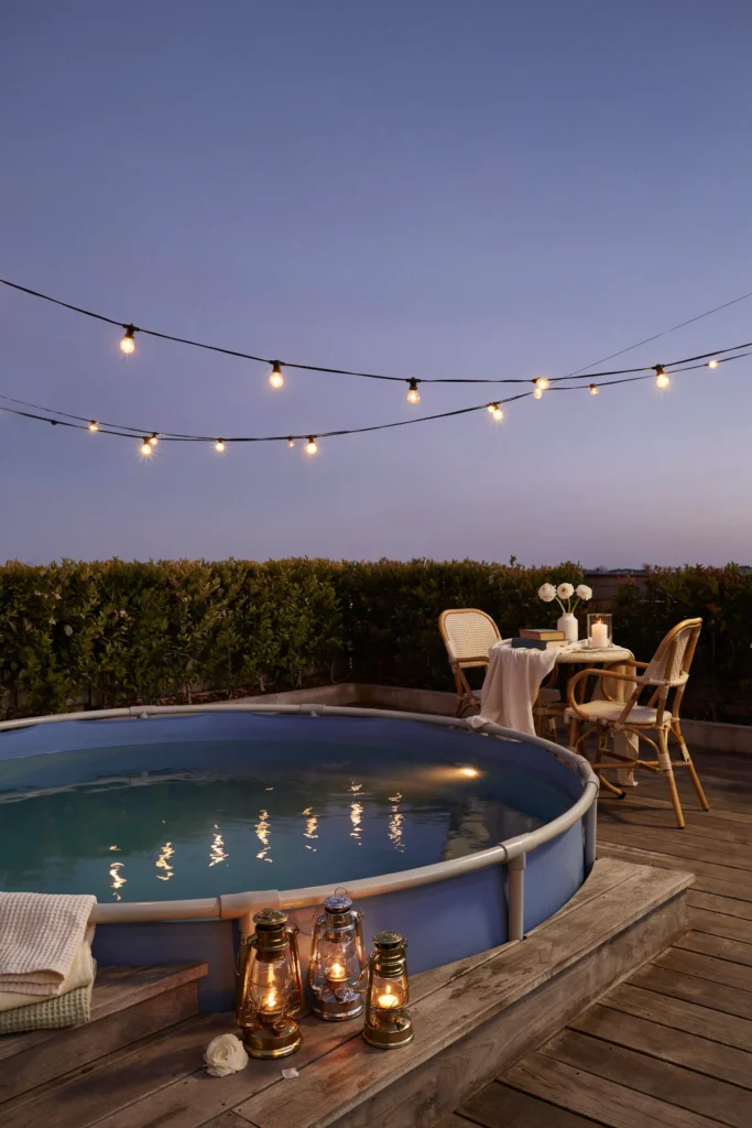 String Lights and Bistro Seating