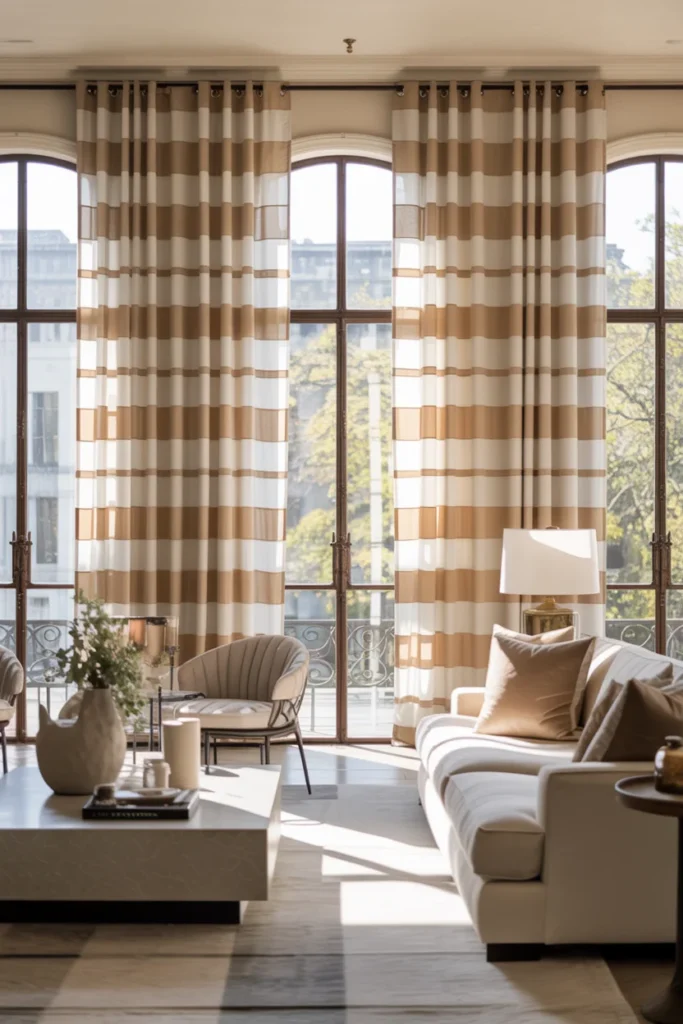 Use Striped Curtains to Frame the Room