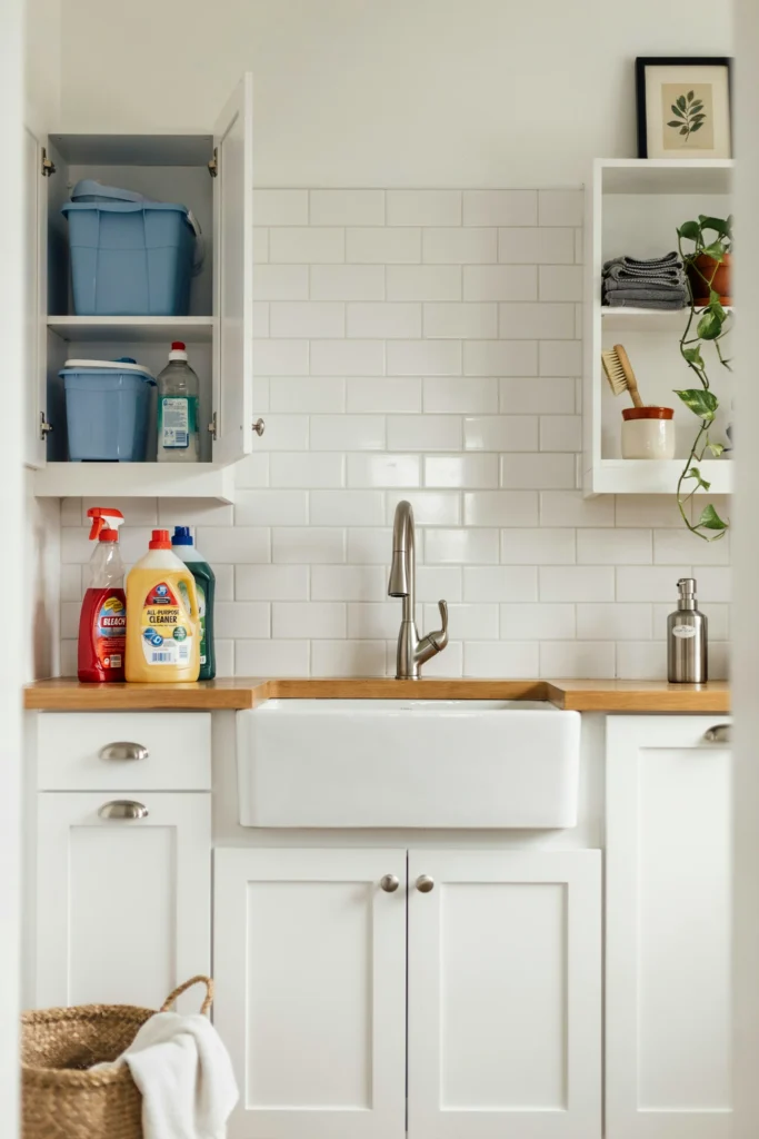 Utility Sink With Built-In Side Storage
