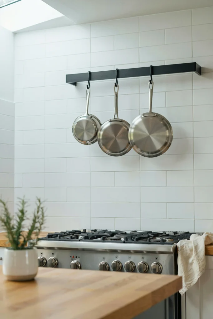 Hang a Pot Rack on the Cabinet Exterior or Wall