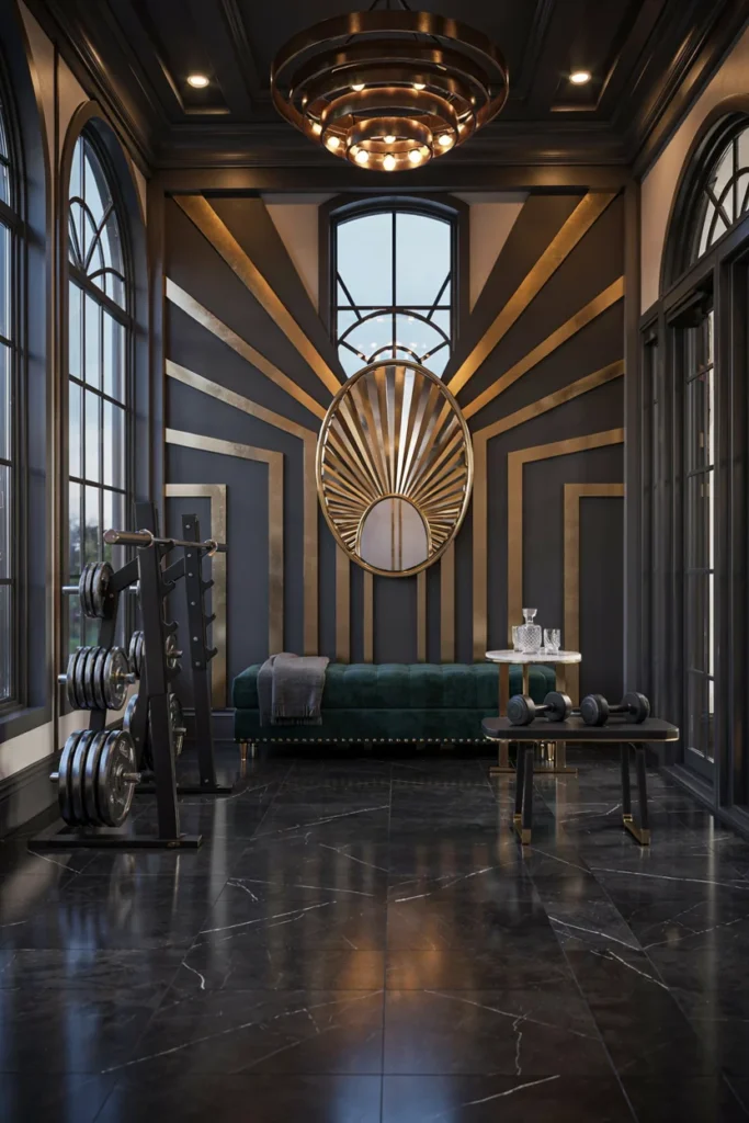 Art Deco-Inspired Luxe Home Gym