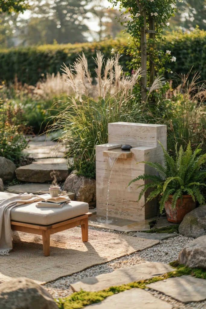 Backyard Reading Nook with Water Feature