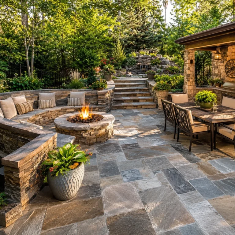 22 Stunning Backyard Stone Patio Ideas for a Timeless Outdoor Oasis