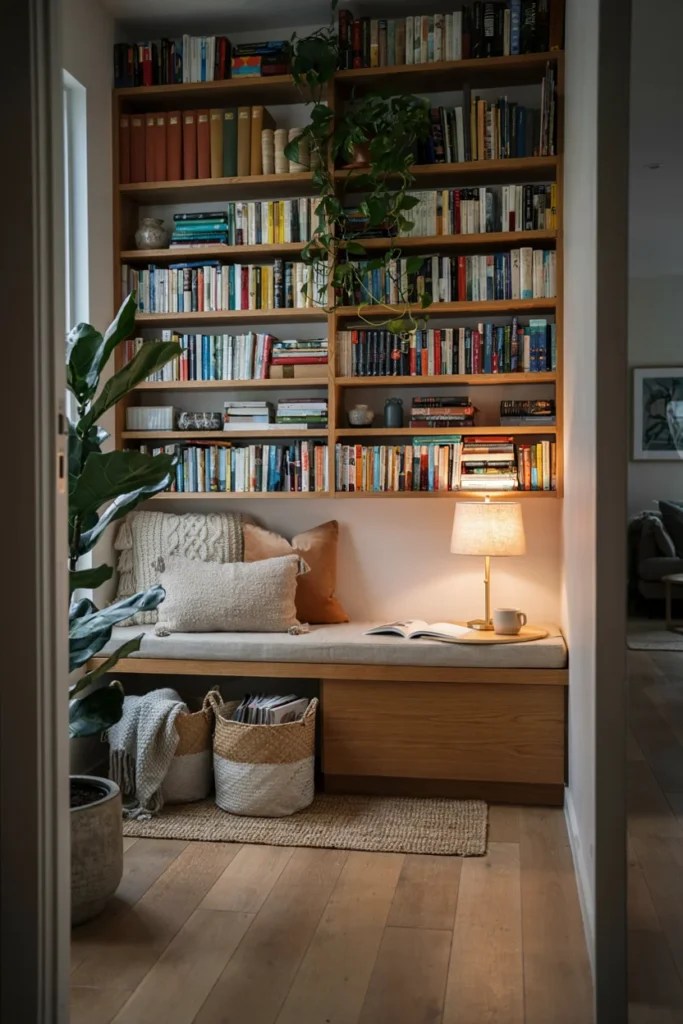 Bookshelf-Backed Bench