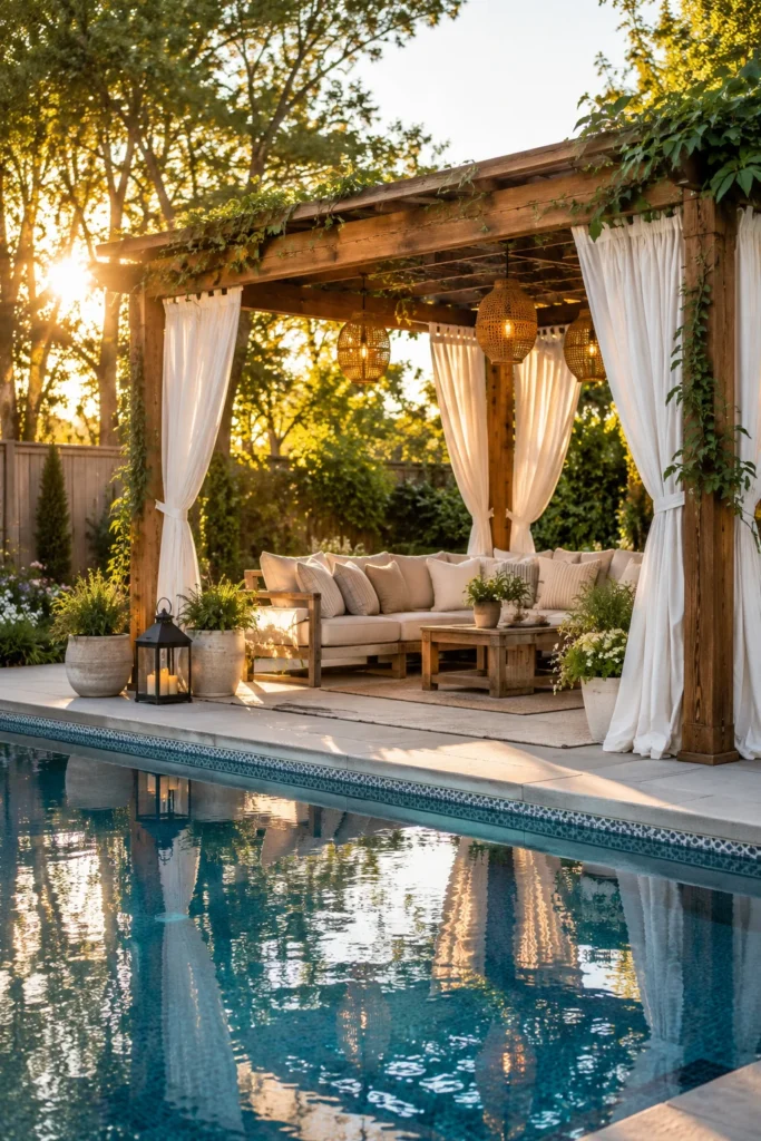 Budget Pergola for Poolside Shade
