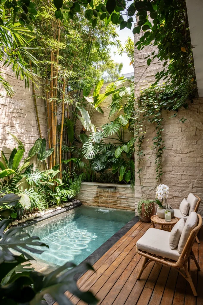 Compact Courtyard Plunge Pool Surrounded by Greenery
