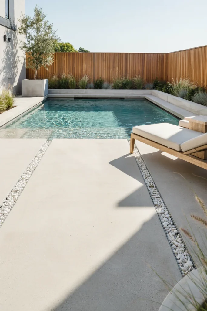 Concrete Pool Deck Framed With Gravel