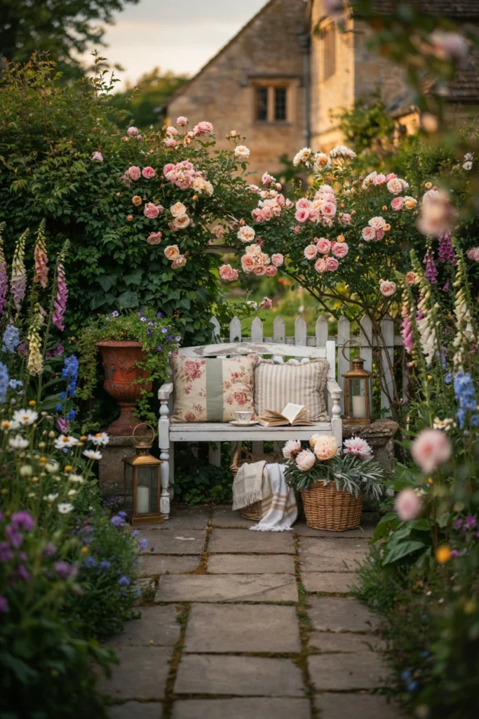 Cottage-Style Reading Nook with Vintage Decor