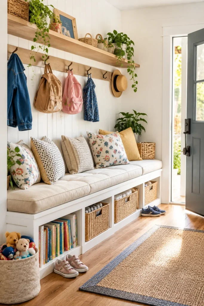 Family-Friendly Entryway Reading Bench