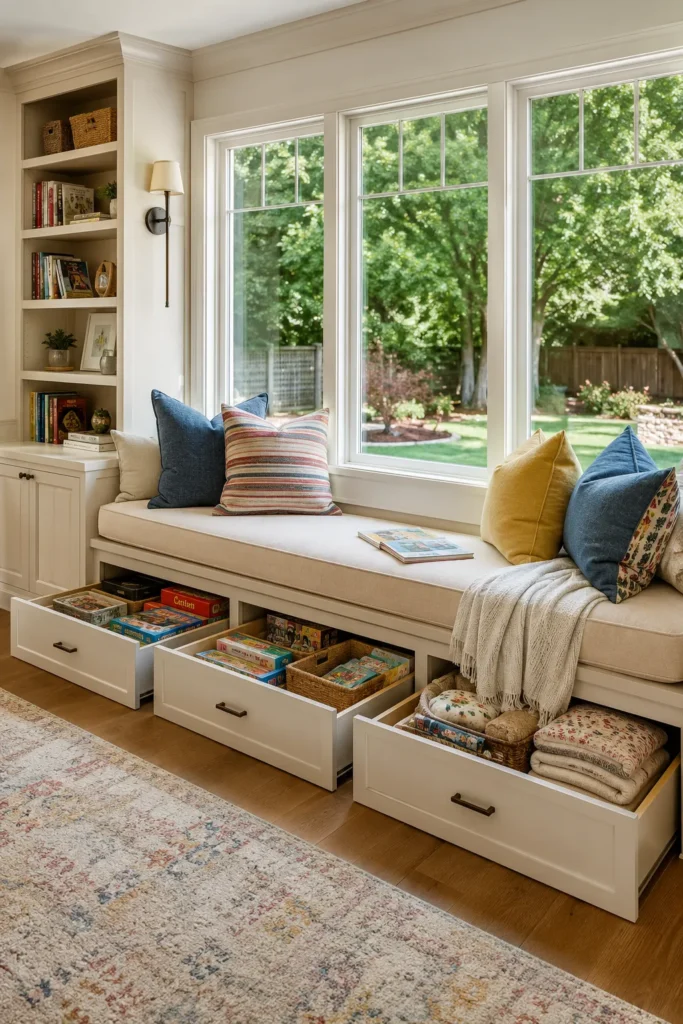 Family-Friendly Reading Nook with Deep Drawers