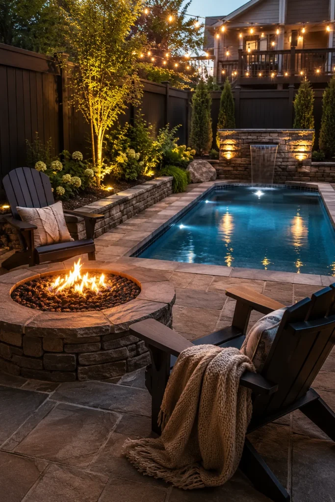 Fire Pit Seating Next to the Pool
