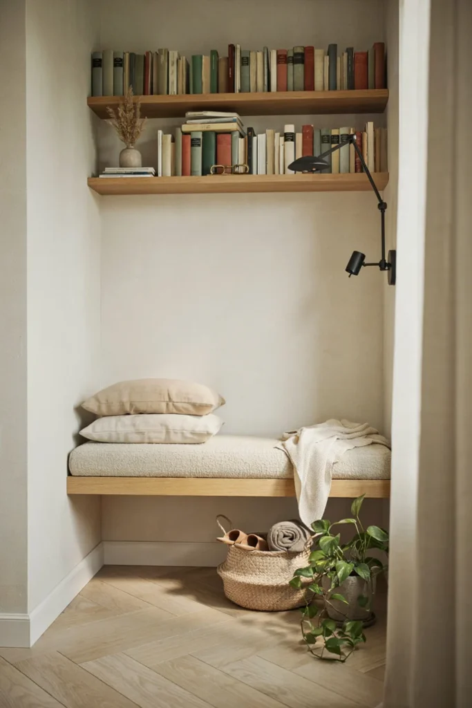 Floating Shelf Seat in a Corner