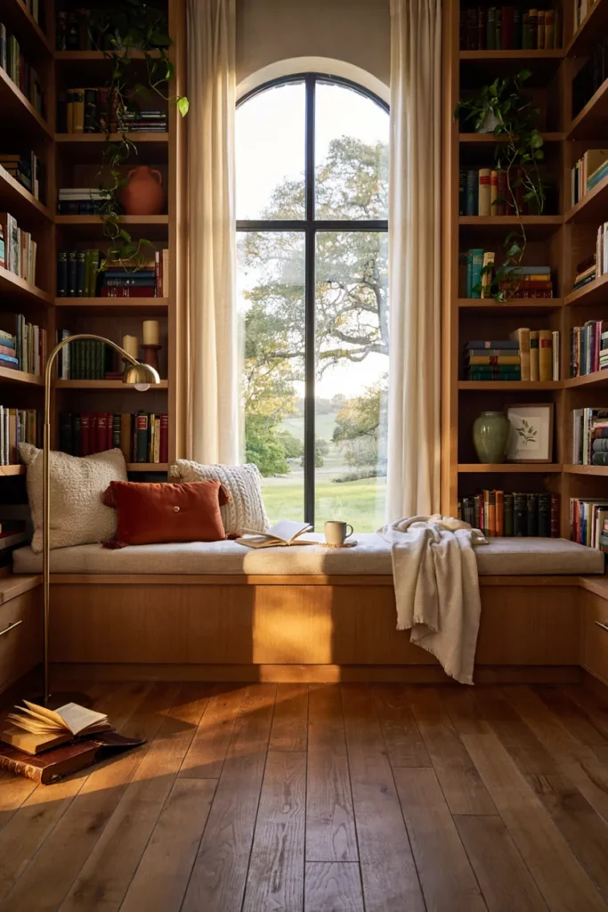 Floor-to-Ceiling Bookshelf Window Nook