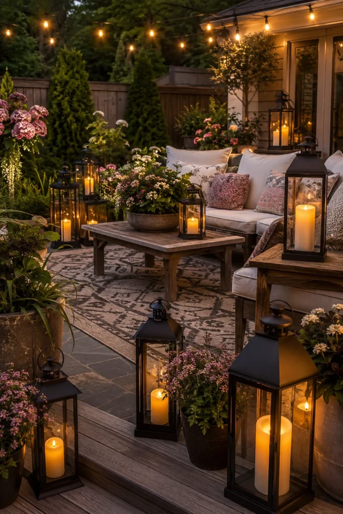 Decorate Patio with Lanterns and Candles