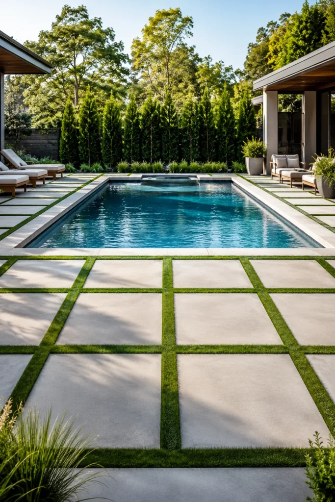 Large Concrete Pavers With Grass Joints