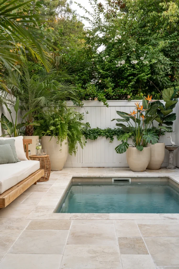 Lush Green Oasis with Potted Plants