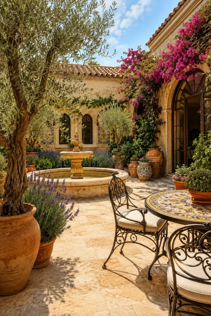Mediterranean-Style Stone Courtyard