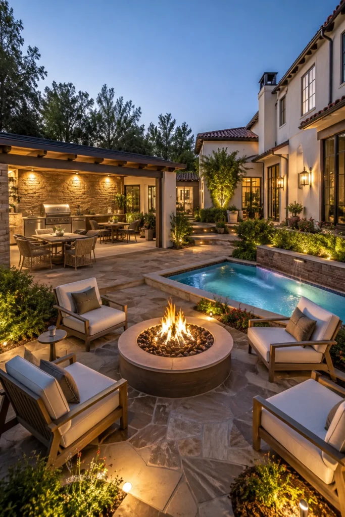 Mini Pool and Fire Pit Combo