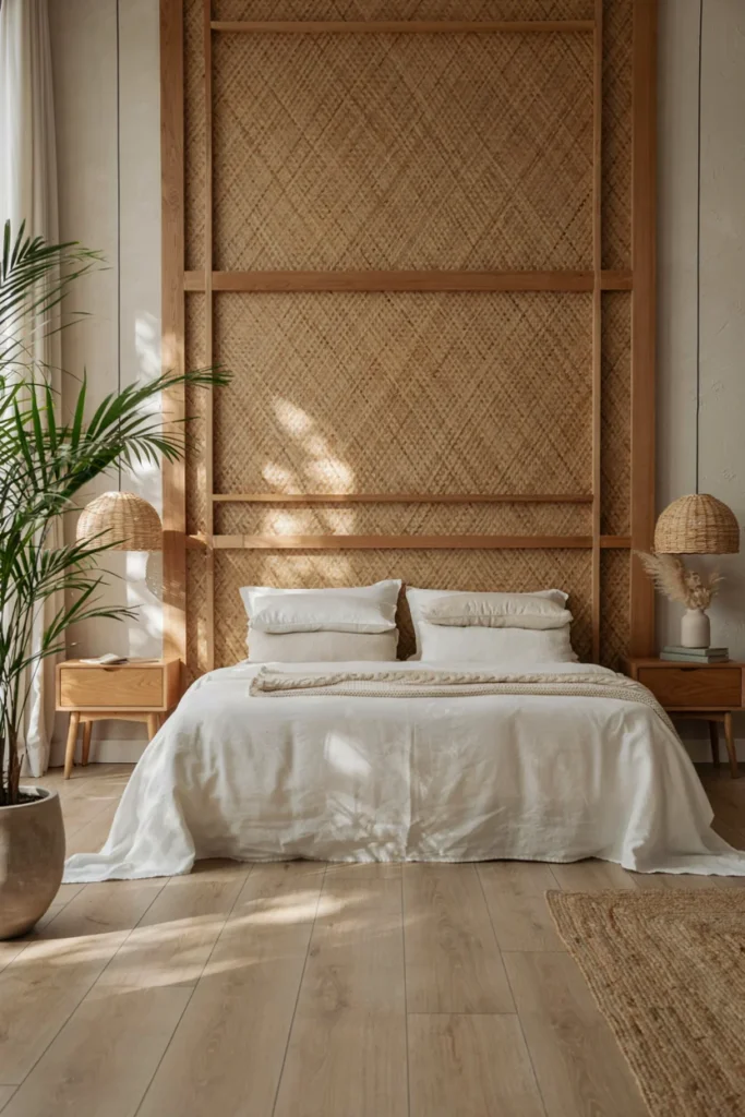 Add a Statement Headboard in Natural Wood or Woven Rattan