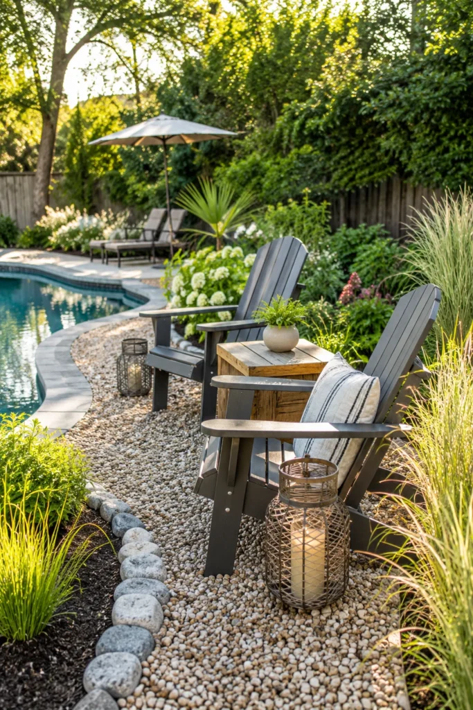 Pea Gravel Seating Area Around the Pool