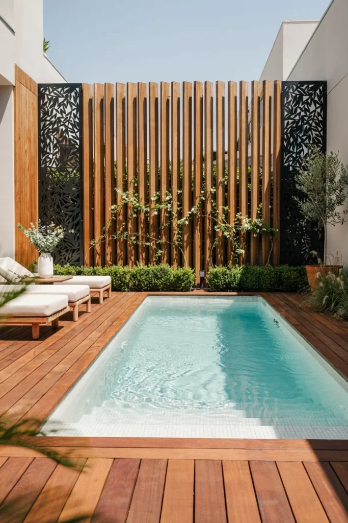 Small Backyard Plunge Pool With Privacy Screens