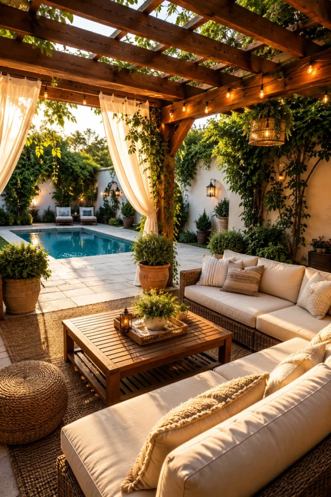 Pool Patio with a Pergola Lounge