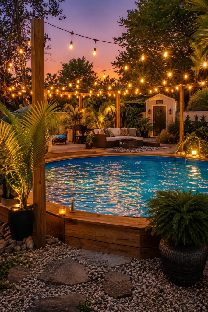 Budget-Friendly String Lights Around the Pool