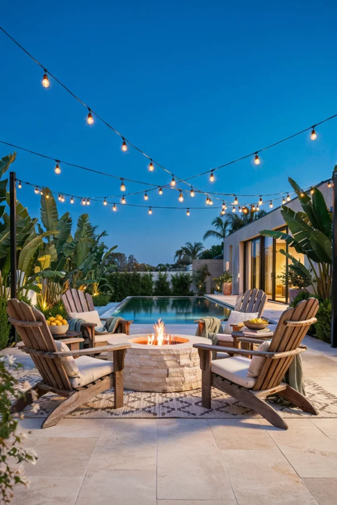 Cozy Fire Pit Seating Near the Pool