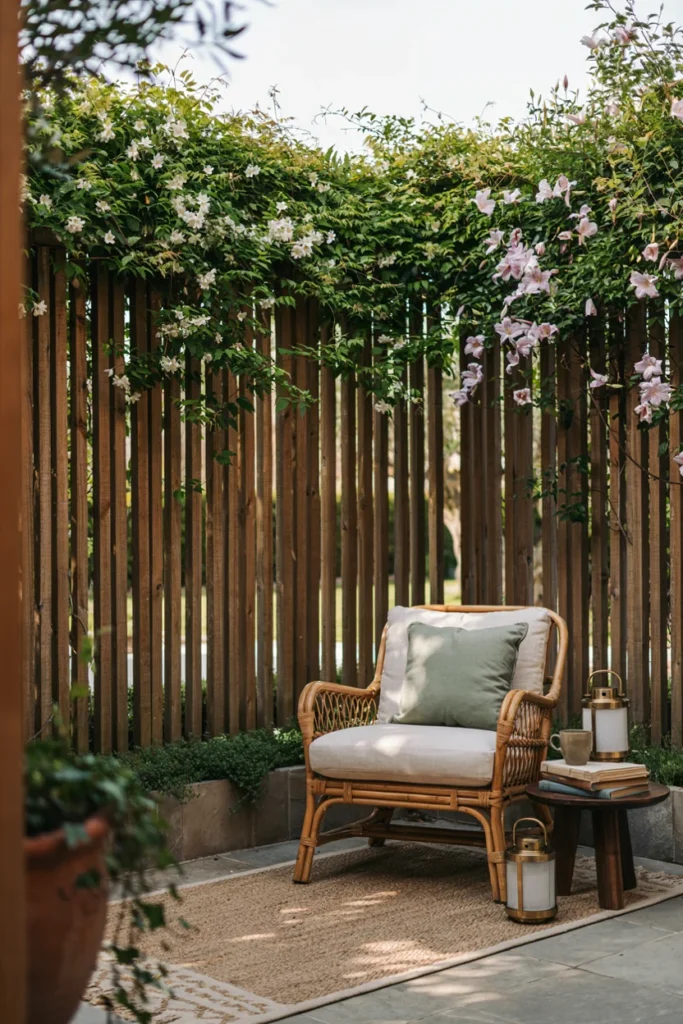 Privacy Screen Reading Nook with Climbing Plants