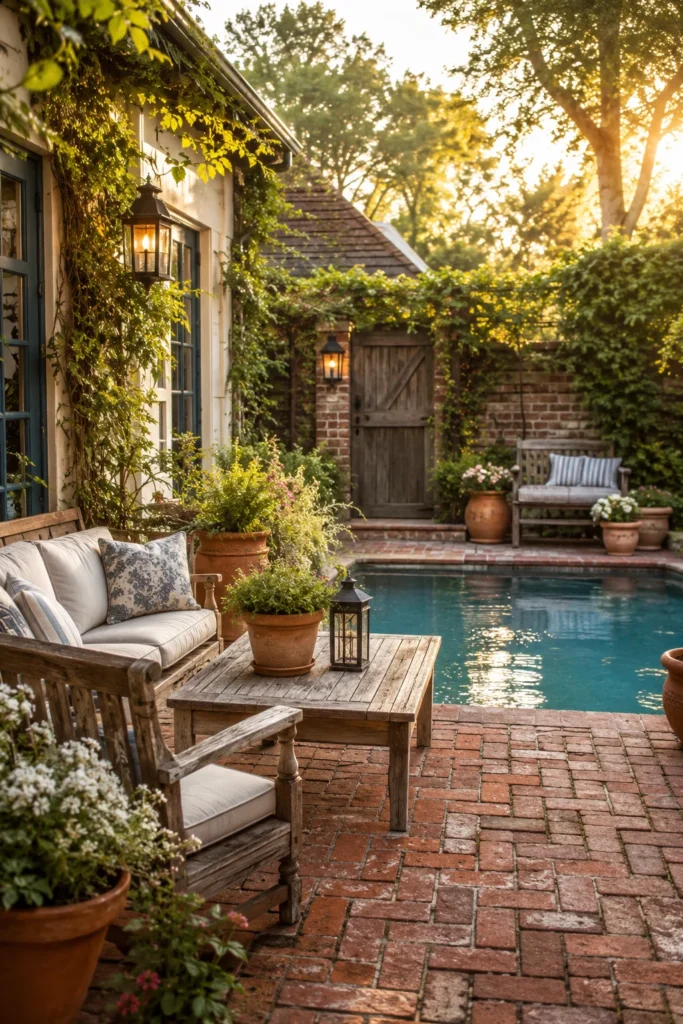 Rustic Patio with Brick Pavers