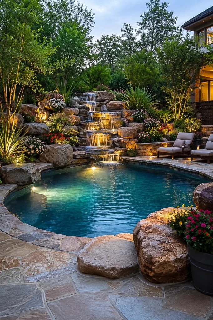 Spool Pool with a Waterfall Feature
