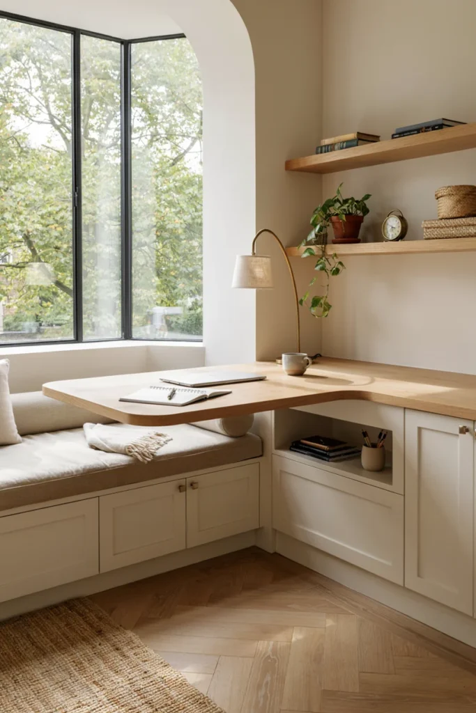 Window Bench With Built-In Desk Combo