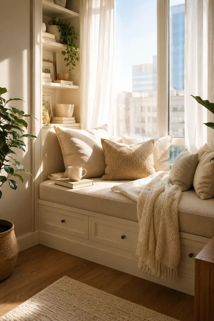 Window Seat with Built-In Cushion