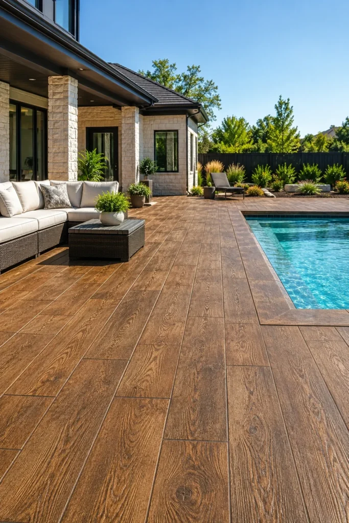 Concrete Deck With Wood-Look Stamped Finish
