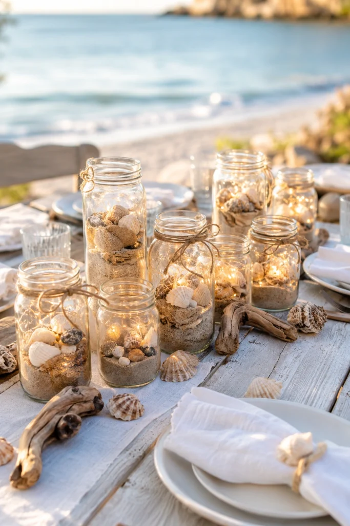 Beach-Inspired Mason Jar Centerpieces