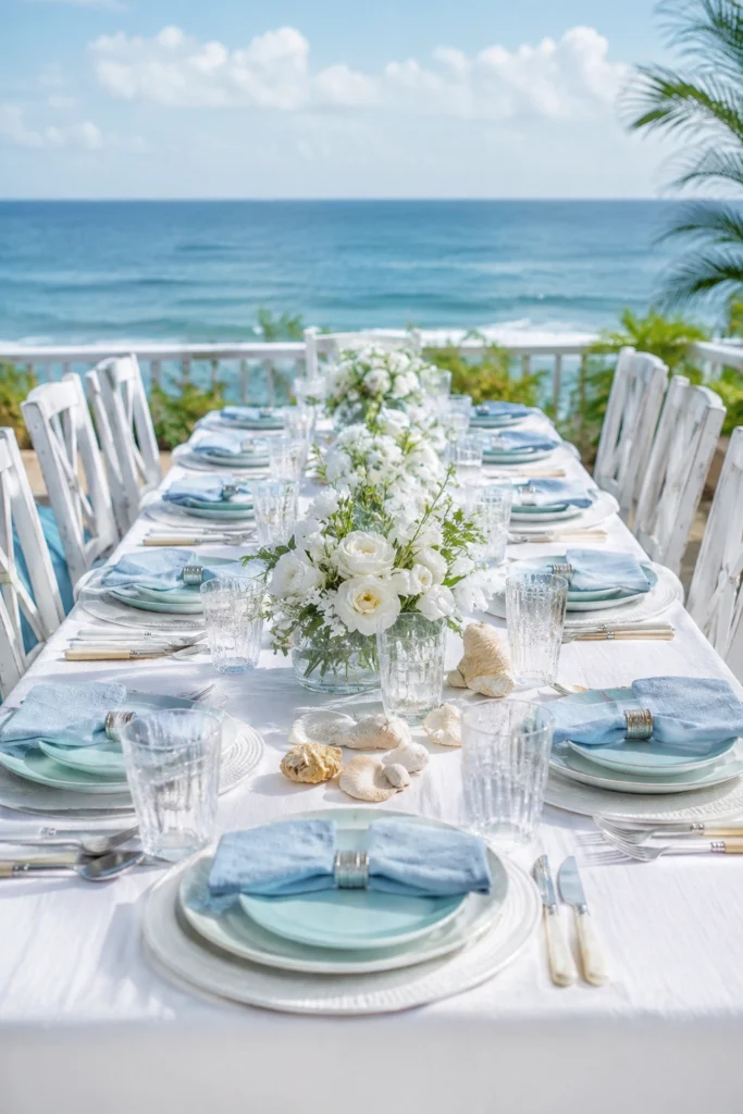 Coastal Blue and White Table Setting