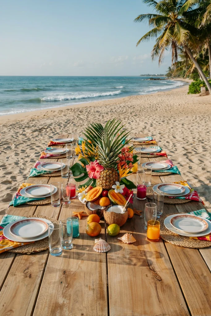 Colorful Tropical Beach Party Table